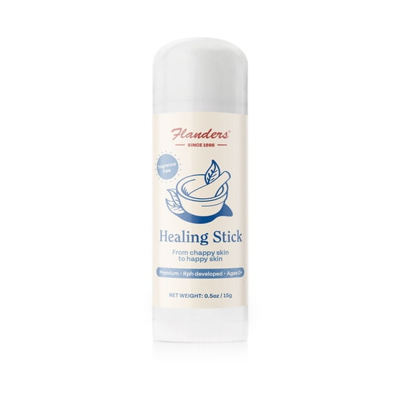 Flanders Healing Balm Stick | Fragrance Free, Clean Ingredients | Soothing Relief for Drool Rash, Chapped Lips and Cheeks, Raw Nostrils, Nursing Moms, Eczema Flares and Other Skin Irritations | 0.5oz