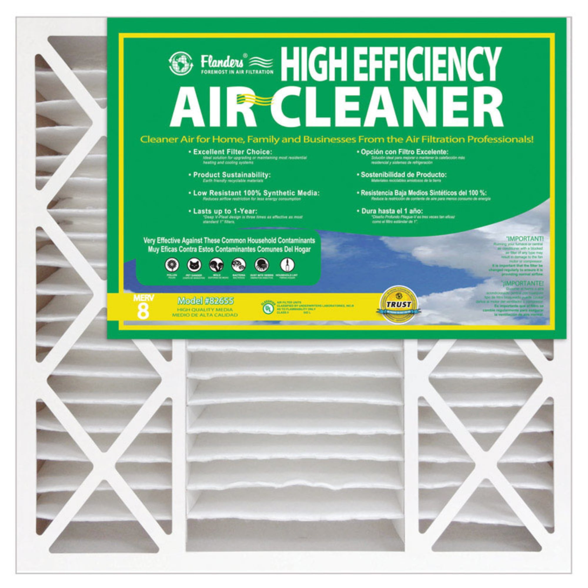 AAF Flanders High Efficiency Air Cleaner Furnace Filter 20x25x4.5
