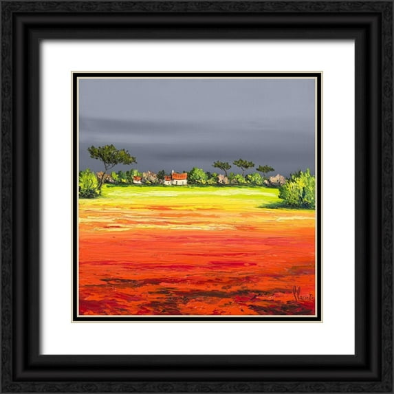 Flanet, Frederic 15x15 Black Ornate Wood Framed with Double Matting Museum Art Print Titled - Campagne