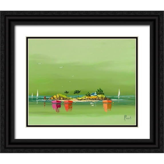 Flanet, Frederic 32x26 Black Ornate Wood Framed with Double Matting Museum Art Print Titled - Petite brise