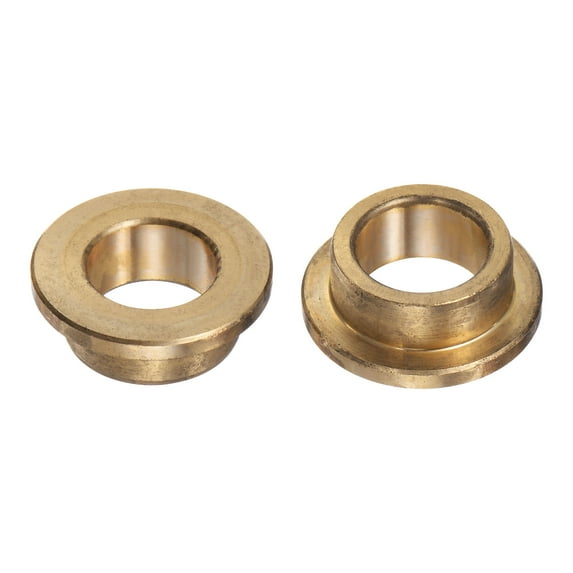 Flange Bearing Sleeve 15mm x 21mm x 10mm Bronze Self Lubricating Bushings Sleeve Bearing, 2 Pieces
