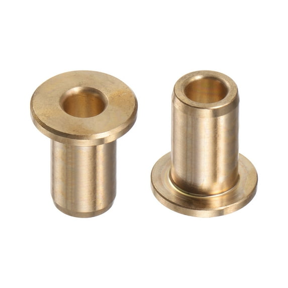 Flange Bearing Sleeve 6mm x 10mm x 20mm Bronze Self Lubricating Bushings Sleeve Bearing, 2 Pieces