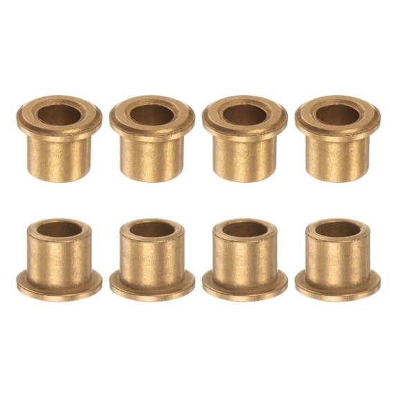 Flange Bearing Sleeve 8mm x 12mm x 12mm Bronze Self Lubricating Bushings, 8 Pieces