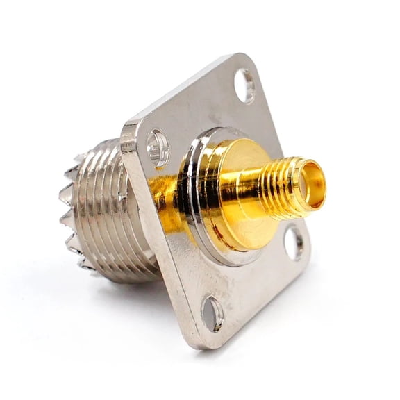 Flange Mount SO239 UHF Female Jack to SMA Female Jack RF Panel Connector 4 Hole