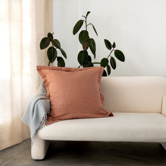 Flanged French Linen Euro Pillow - Clay | BOKSER HOME