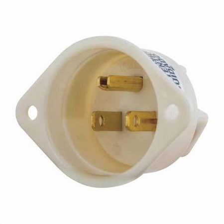 Straight Blade Plug, 15 A, 125V AC, 2 Pole, 3 Wire, Single, White 5278