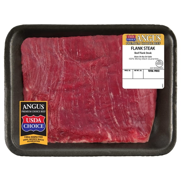 Flank Steak, Choice Angus Beef, 1/2 per Tray, Fresh, 1.34 - 2.28 lb.