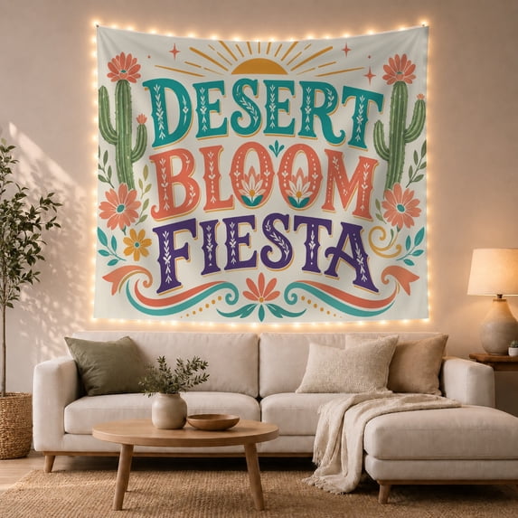 Flanked by Two With Green Cacti, Mystical Fantasy for Space Lovers, Galaxy Room Decor Room Accent, Mother's Day Gift, Tapestry Wall Hanging for Bedroom and Dorm