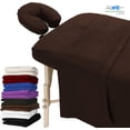 thumbnail image 1 of Flannel 100% Cotton Massage Table Sheets 3 Pieces Fitted Flat & Face Cover Set Chocolate Color, 1 of 15