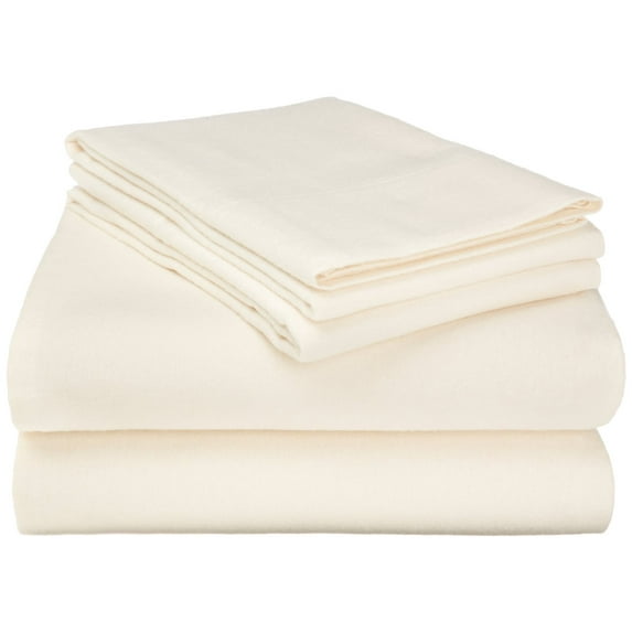 Flannel 100% Cotton Winter Favorite Deep Pocket Solid Sheet Set Ivory / Twin