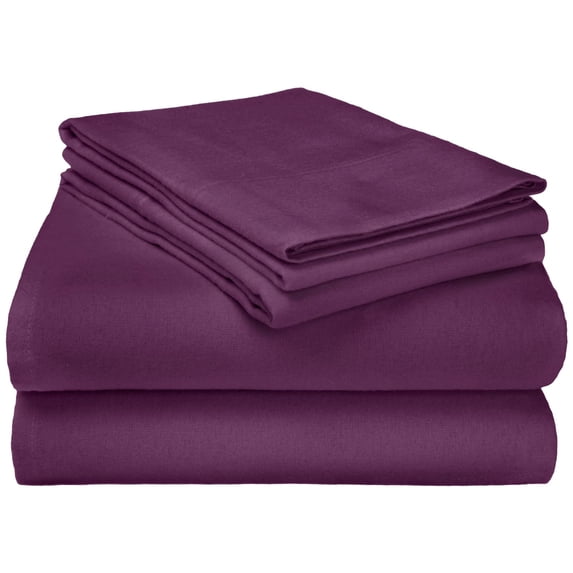 Flannel 100% Cotton Winter Favorite Deep Pocket Solid Sheet Set Purple / Twin XL