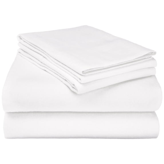Flannel 100% Cotton Winter Favorite Deep Pocket Solid Sheet Set White / Queen