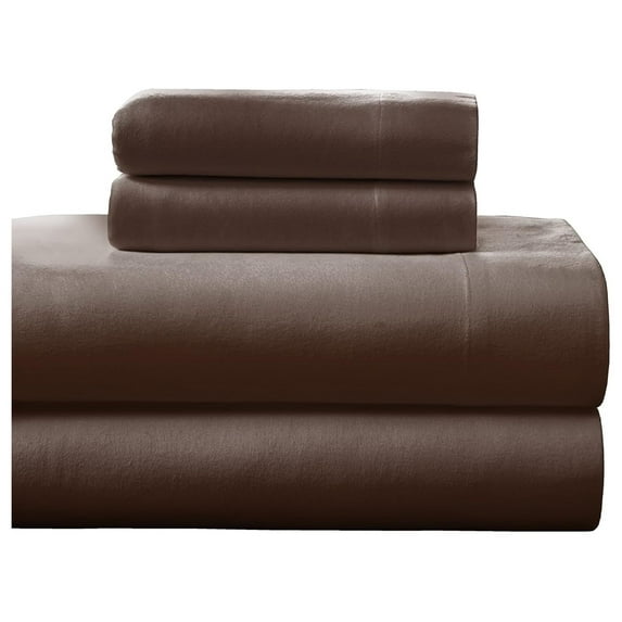Flannel 170 GSM Sheet Set,Cal King Chocolate