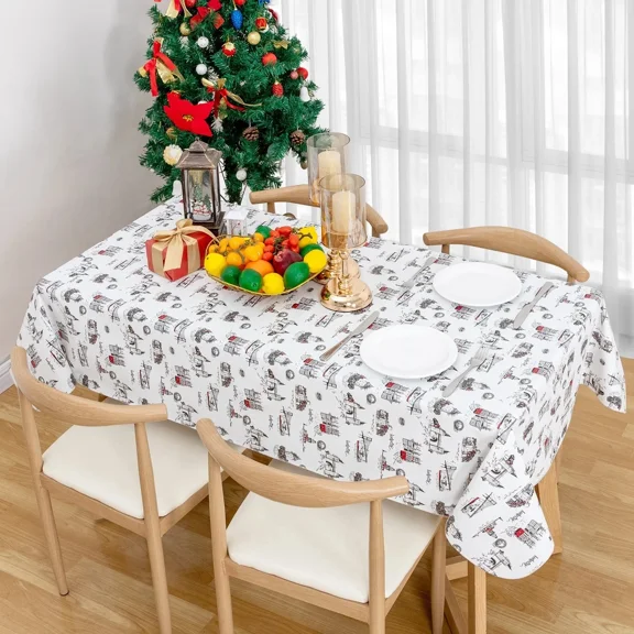 Flannel Backed Vinyl Tablecloth, 60X84 Inch Waterproof Rectangle Table Cloth