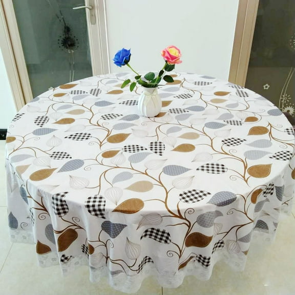 Flannel Backed Vinyl Tablecloth Waterproof Oil-Proof Stain Resistant PVC Table Cover for Kitchen (Pattern A, Round 60 X 60 INCH)