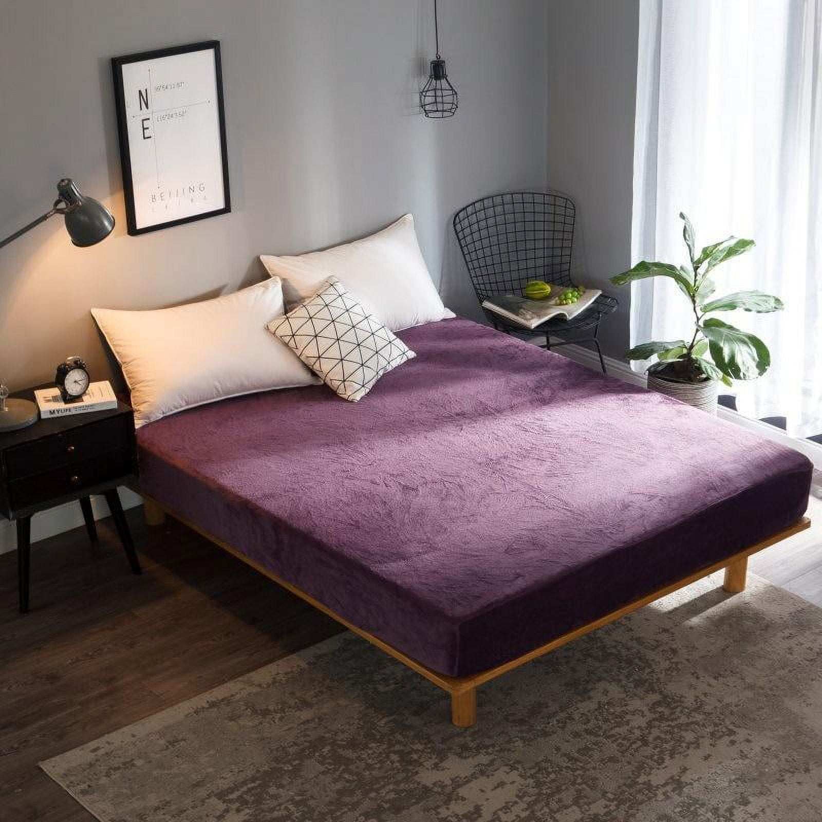 Flannel Bedsheet, Solid Color Pack Thickened Coral Fleece Bedspread