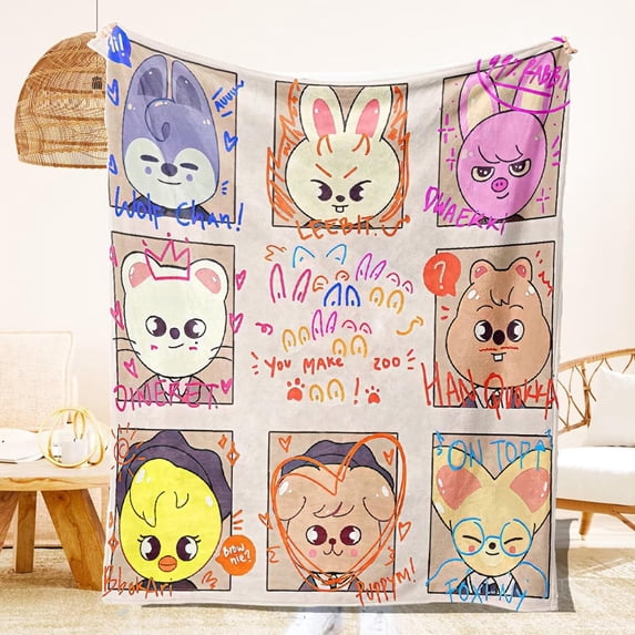 Flannel Blanket Banchan Hyunjin Throw Blanket Sofa Couch Blanket Tapestry Home Deco