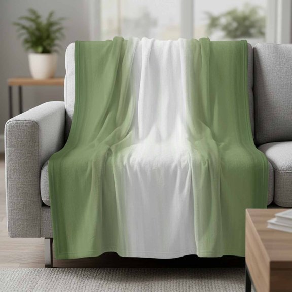 Flannel Blanket Botanical Moss Green Soft Lightweight Throw Blanket Abstract Vertical Gradients Forest Cozy Blanket for Bed Couch Sofa Bedroom Living Room 30" x 40"
