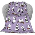 thumbnail image 1 of Flannel Blanket Cute Pandas on Purple Lightweight Cozy Bed Blanket Soft Throw Blanket fits Couch Sofa Suitable for All Season 60"x80" for Kids Women Men, 1 of 1