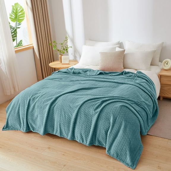 Flannel Blanket Embroidered Knee Blanket Office Fleece Blanket Soft Cozy Plaid Throw for Warmth and Comfort Non-Stick & Easy Care for Home Office and Travel Use Topliu