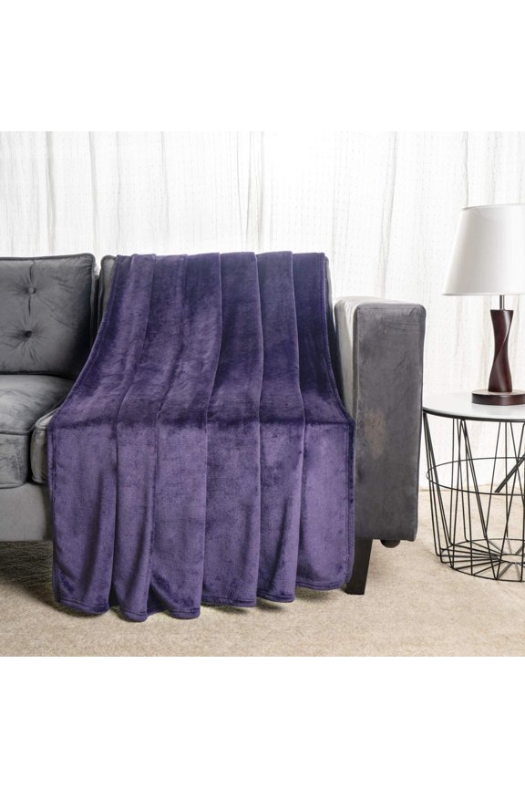 Flannel Blanket Fleece Throw Size Purple All Season Lightweight Plush Cozy Super Soft Luxury Couch Sofa Bed Blanket