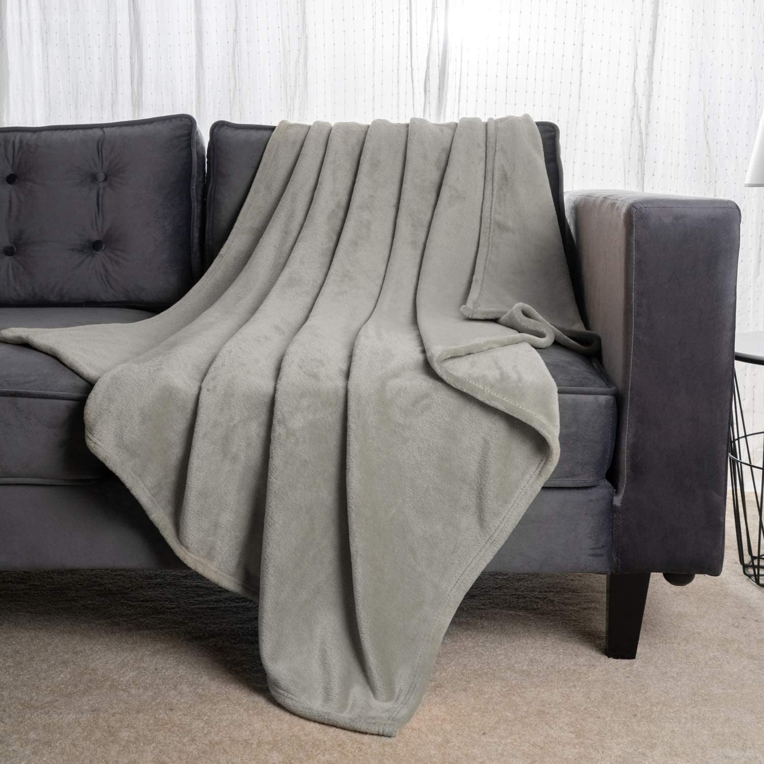 Flannel Blanket Fleece Throw Twin Size Grey All Season Lightweight Plush Cozy Super Soft Luxury Couch Sofa Bed Blanket