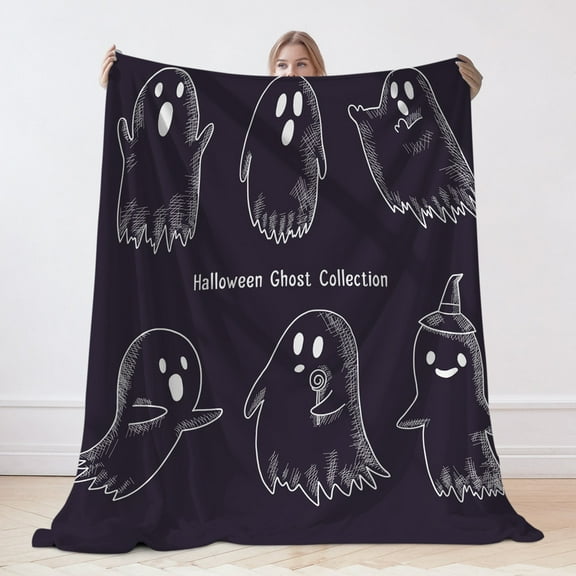 Flannel Blanket, Halloween Ghost Blanket, Machine Washable Soft Warm Blanket, Office Living Room Sofa Air Conditioner Blanket, Halloween Gift