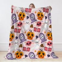 Flannel Blanket, Halloween Pumpkin Blanket, Machine Washable Soft Warm Blanket, Office Living Room Sofa Air Conditioner Blanket, Halloween Gift