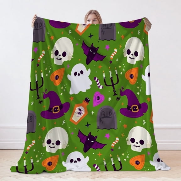 Flannel Blanket, Halloween Pumpkin Blanket, Machine Washable Soft Warm Blanket, Office Living Room Sofa Air Conditioner Blanket, Halloween Gift