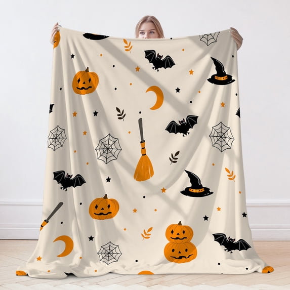 Flannel Blanket, Halloween Pumpkin Blanket, Machine Washable Soft Warm Blanket, Office Living Room Sofa Air Conditioner Blanket, Halloween Gift