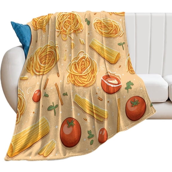 Flannel Blanket for Home Spaghetti Food Blanket Soft Warm Plush Throws for Couch Bed Living Room Italy Noodles Throw Blanket for Kids Family and Friends Adults 40"x50" Lightweight Fuzzy Blanket