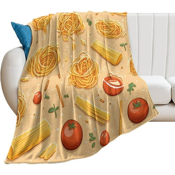 Flannel Blanket for Home Spaghetti Food Blanket Soft Warm Plush Throws for Couch Bed Living Room Italy Noodles Throw Blanket for Kids Family and Friends Adults 40"x50" Lightweight Fuzzy Blanket