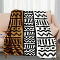 thumbnail image 1 of This Flannel Blanket Is Inspired by African Tribal Style, Showcasing The Classic Combination of Black, White And Brown Colors. The Pattern Is Simple Yet Rhythmic, 1 of 6