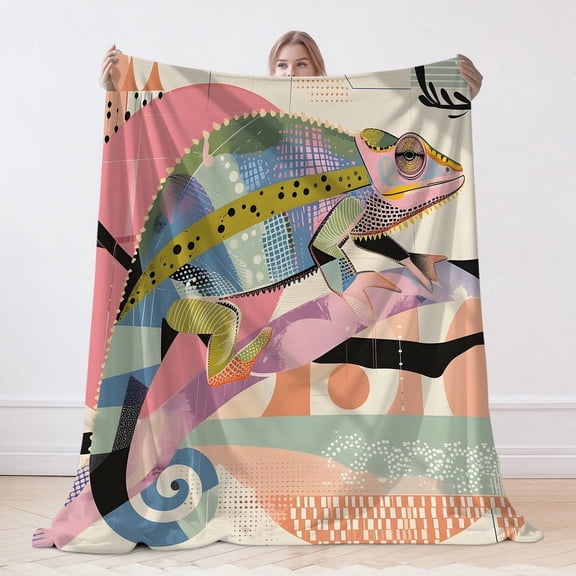 Flannel Blanket, Lizard Print Blanket, Machine Washable Soft Warm Blanket, Office Living Room Sofa Air Conditioner Blanket, Christmas Gift