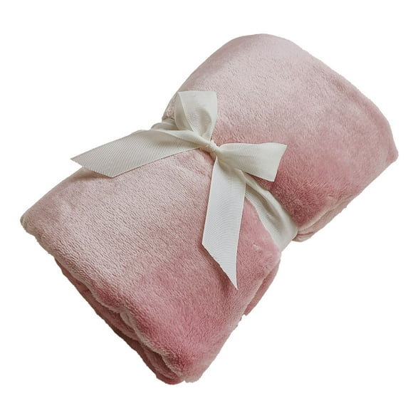 Flannel Blanket, Polyester Fiber Throw, Solid Color Lightweight Travel Blanket for Bed Sofa Car, Machine Washable Soft Warm Cozy Throw Blanket