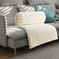 thumbnail image 1 of Flannel Blanket Sofa Throw, Solid Color Multifunctional Cover for All Seasons, Super Soft Breathable Ribbed Bedding Layer, Hygienic Easy Care Pet Friendly Home Decor Gift, Topliu, 1 of 9