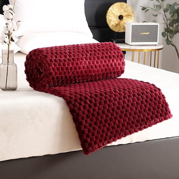 Flannel Blanket Soft Breathable Warm Solid Color 27x40 Inch Throw for Couch Bed Camping and Pet