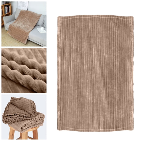 Flannel Blanket (Striped Mocha Brown, 100 * 150) Blanket - A Flannel Blanket, Cotton