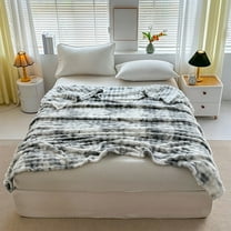 Flannel Blanket, Super Soft Warm Plush High Grammage Heavyweight Washable Durable Blanket, Decorative Rabbits Border Design Multipurpose Throw Blanket for Bed Sofa Couch Home Decor Living Room