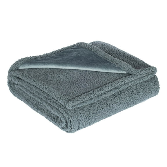 Flannel Blanket, Thermal Insulation Throw, 19.5" X 27.5" Soft Fleece, for Bed, Couch, and Travel, Navy Blue, by FAJHHA