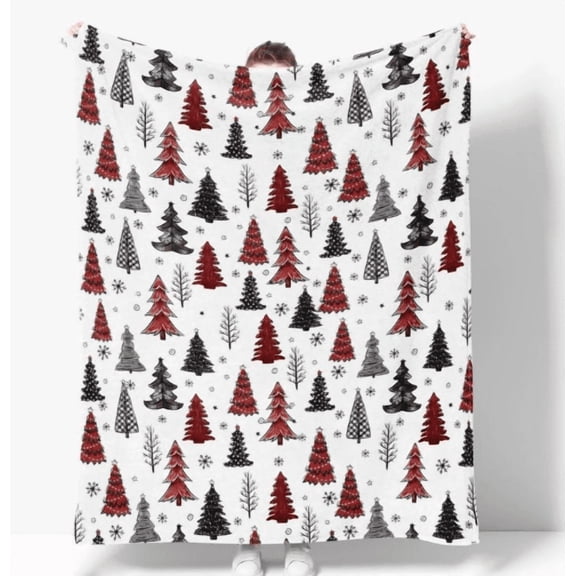 Flannel Blanket Throw,  Trees Buffalo Plaid Dots Soft Fuzzy Plush Cozy Fleece Warm Blanket Blankets for Couch Sofa Bed Lounging, Ideal Gifts for Kids A