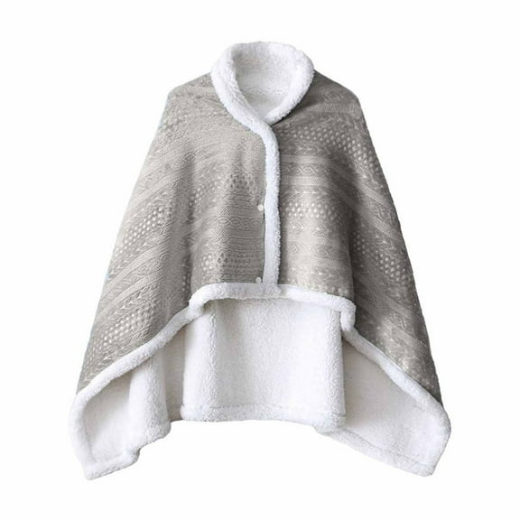 Flannel Blanket, Wearable Shawl Blanket, Button Closure Cozy Wrap for Indoor Outdoor Use, Thickened Plush Polyester Fabric, Warm Soft Durable 80x120cm in Blue Pink Gray