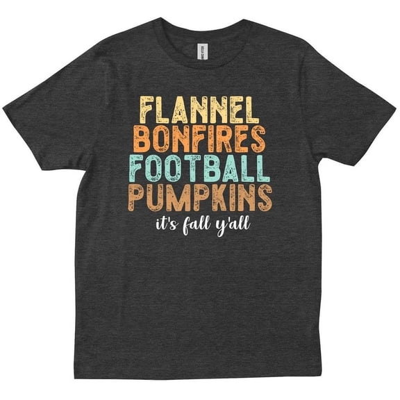 Flannel Bonfires Football Pumpkins Its Fall Y'All Saying Friend Trendy T-Shirt Unisex S-5XL Hot Trending Shirt, Vintage Birthday Gift