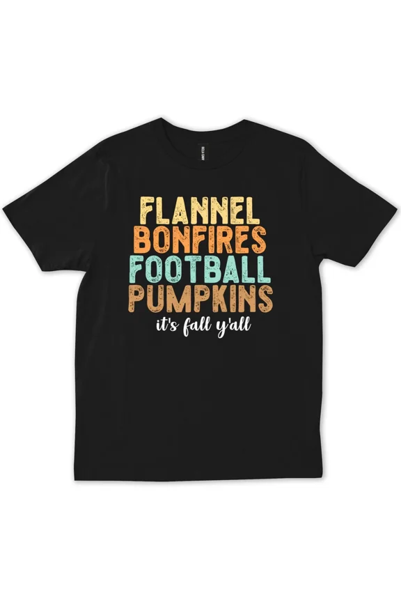 Flannel Bonfires Football Pumpkins Its Fall Y’all Trendy Friend Unisex T Shirt, up to size 5XL