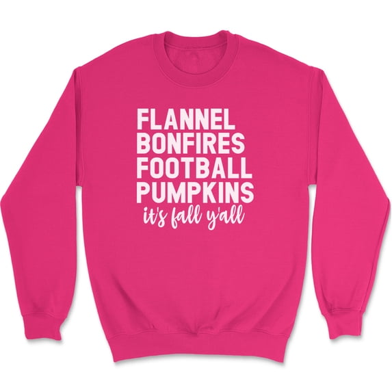 Flannel Bonfires Football Pumpkins Sweatshirt Thanksgiving Fall Holiday Gift - Pink, S