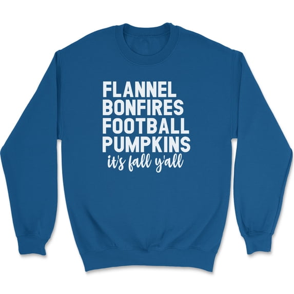 Flannel Bonfires Football Pumpkins Sweatshirt Thanksgiving Fall Holiday Gift - Royal Blue, L