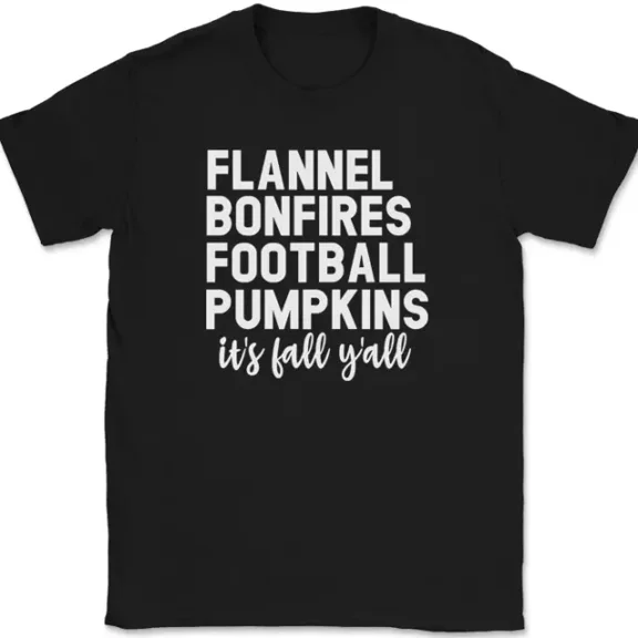 Flannel Bonfires Football Pumpkins T-Shirt Funny Thanksgiving Tee Unisex S-5XL Hot Trending Shirt, Vintage Birthday Gift