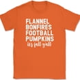 thumbnail image 1 of Flannel Bonfires Football Pumpkins T-Shirt Funny Thanksgiving Text Tee - Orange, 3XL, 1 of 1