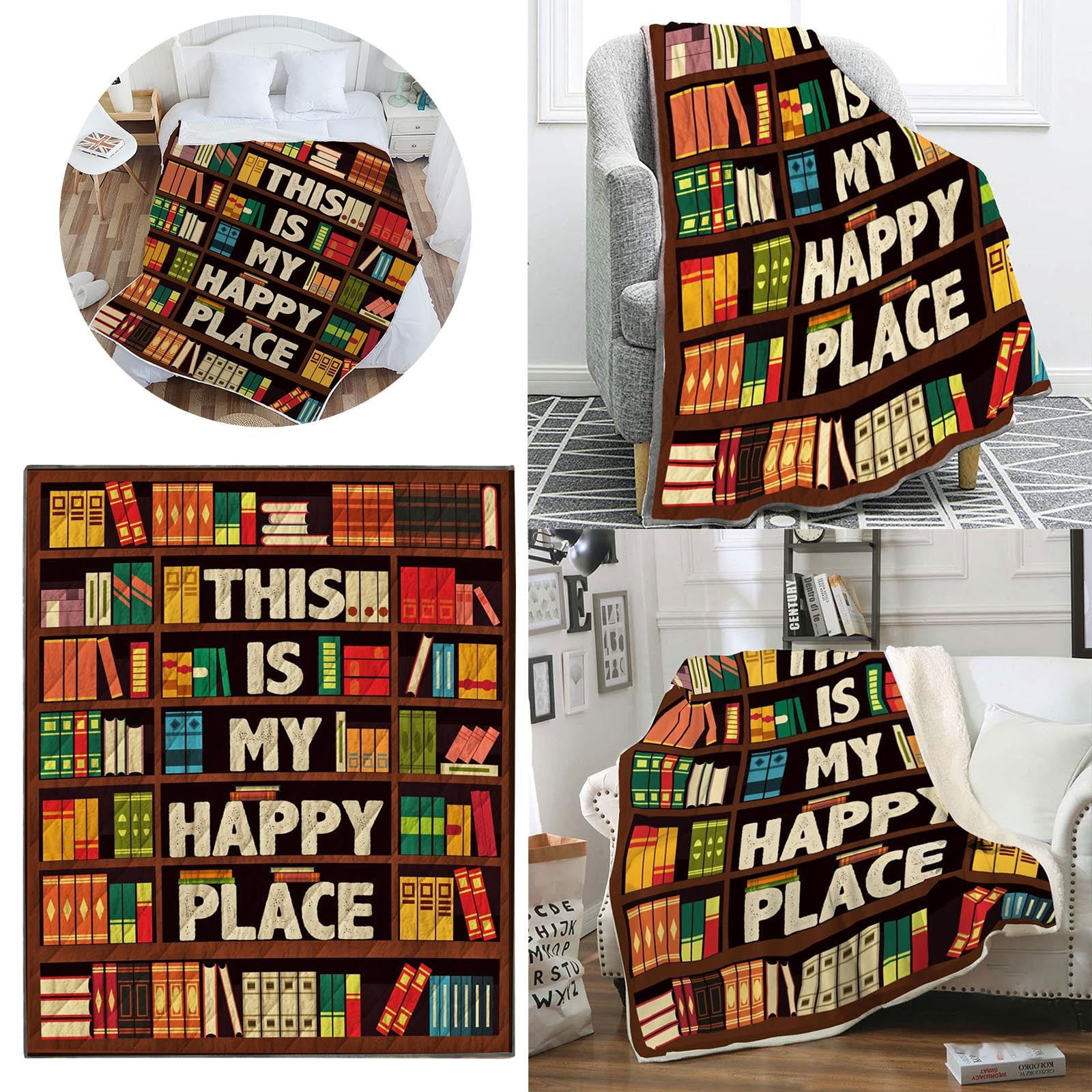 Flannel Bookshelf Blanket Air Conditioning Blanket Thickening Blanket
