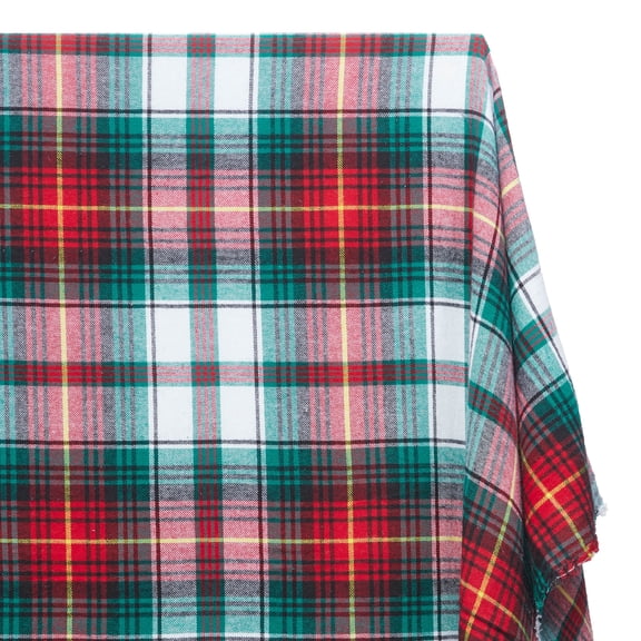 Flannel Brushed Hypoallergenic Cotton Tartan Plaid Geometric #14 Yarn Dyed Fabric By The Yard To Sew Apparel, Accessories, & Décor - Red / White / Teal (1 Yard)